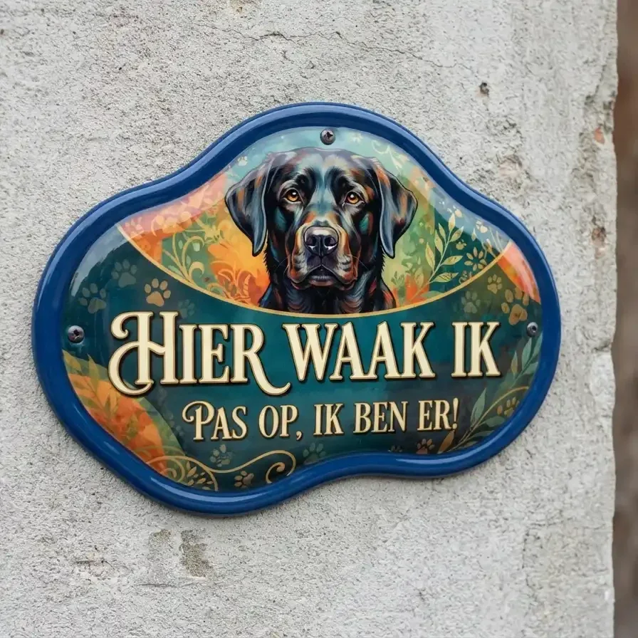 Waakbord Labrador - Hier Waak Ik