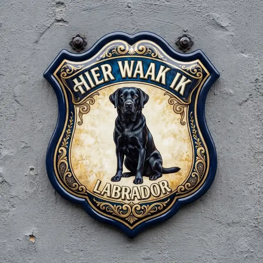 Waakbord Labrador - Hier waak ik (Acryl 4mm)