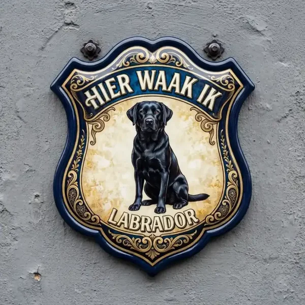 Waakbord Labrador - Hier waak ik (Acryl 4mm)