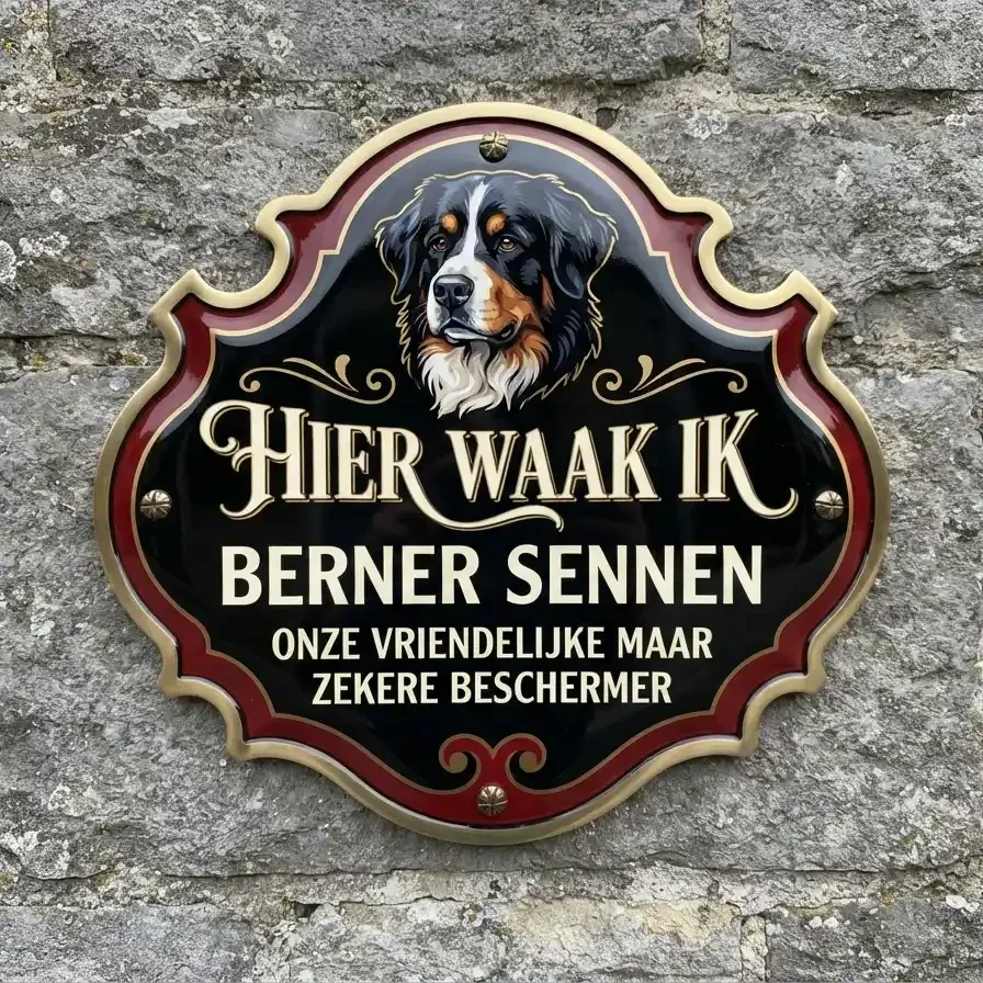 Luxe Acryl Berner Sennen Waakbord 'Hier Waak Ik'