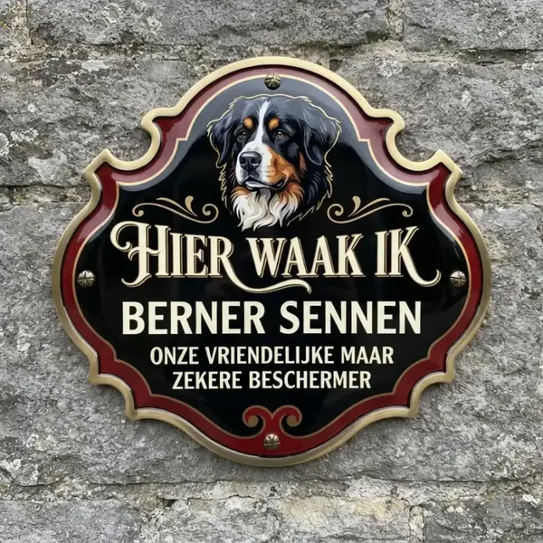 Luxe Acryl Berner Sennen Waakbord 'Hier Waak Ik'