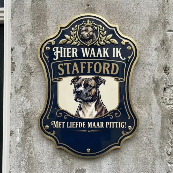 Schild: Waakbord Stafford Barokstijl Blauw Goud