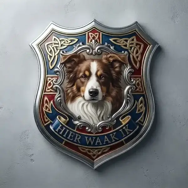Waakbord Border Collie Schild Acryl - Hier Waak Ik