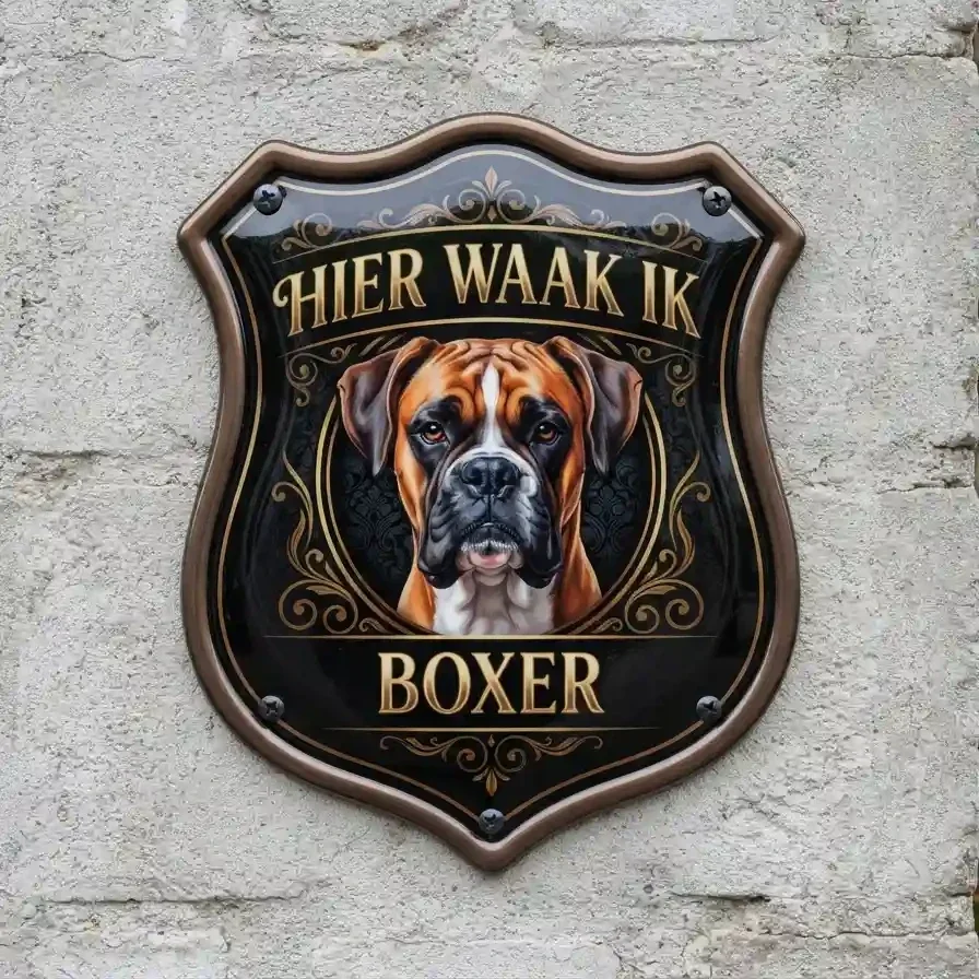 Waakbord Boxer Schild - Hier Waak Ik