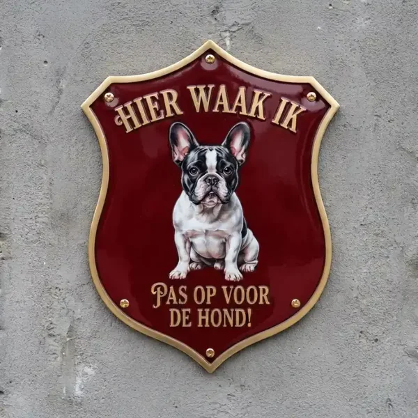 Waakbord Franse Bulldog - Hier waak ik