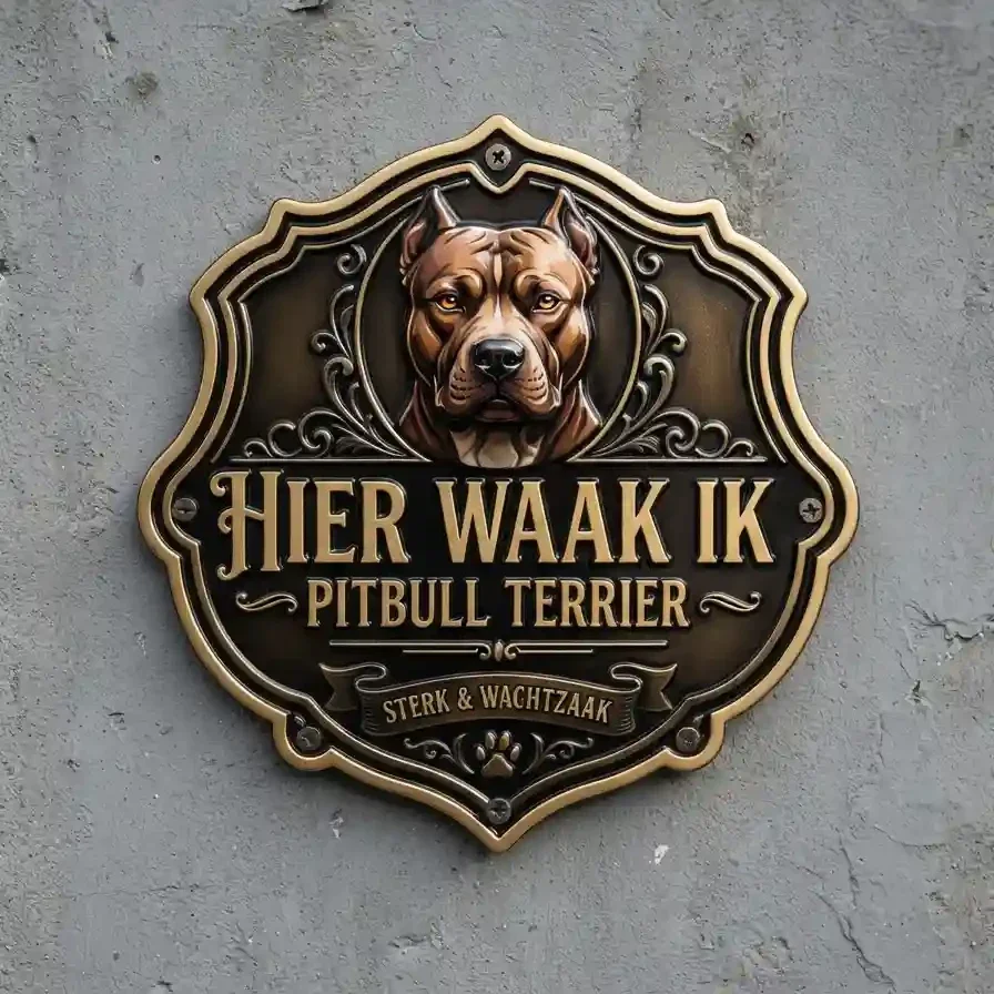 Acryl Waakbord Pitbull - Hier Waak Ik