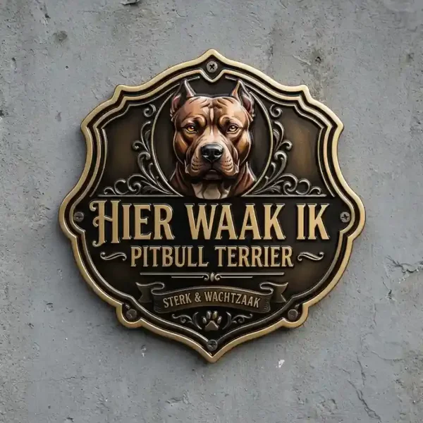 Acryl Waakbord Pitbull - Hier Waak Ik