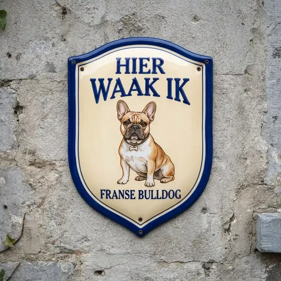 Waakbord Franse Bulldog - Hier Waak Ik