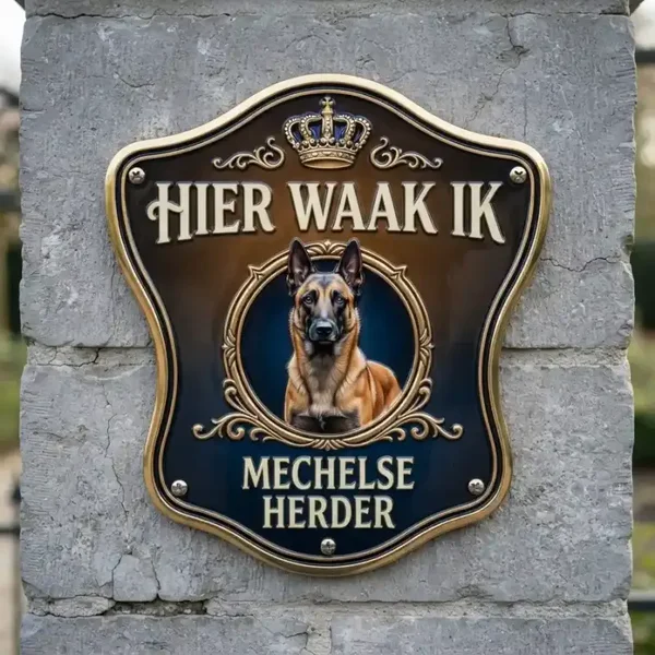 Waakbord Mechelse Herder - Hier Waak Ik Acryl Schild