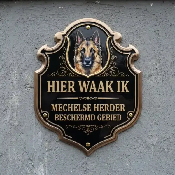 Mechelse Herder Waakschild Acryl - Hier Waak Ik