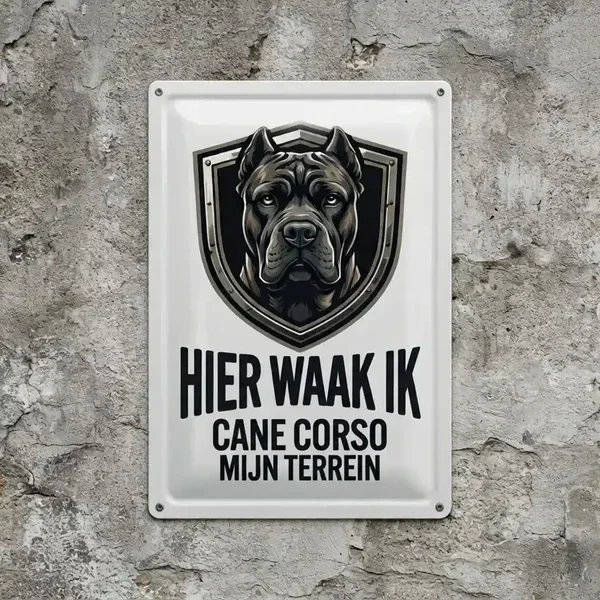 Metal Waakbord Cane Corso - Hier Waak Ik