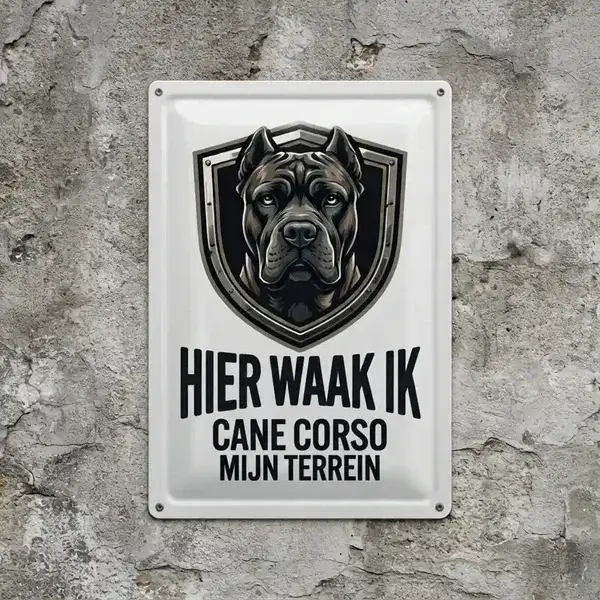 Metal Waakbord Cane Corso - Hier Waak Ik