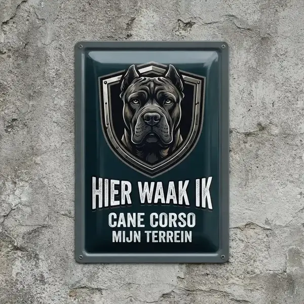 Metalen Waakbord Cane Corso - Hier Waak Ik