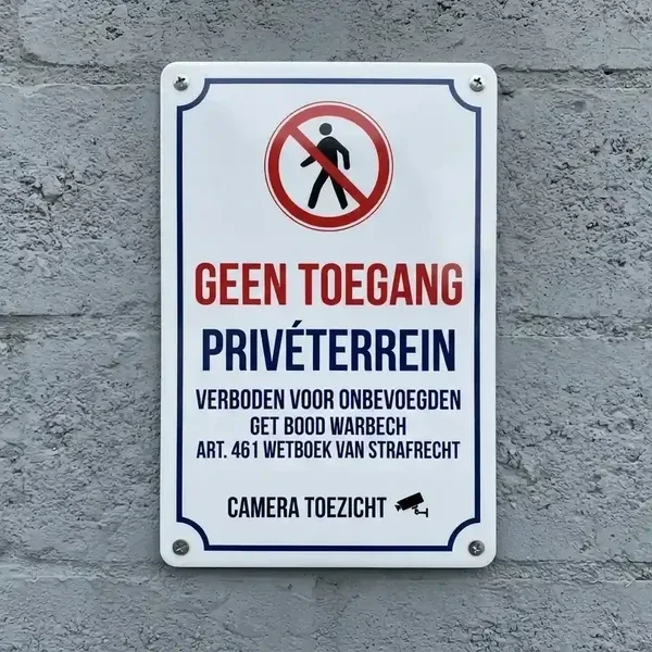 Vrijstaand Metaal Bord - Geen Toegang Privéterreinen