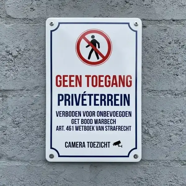 Vrijstaand Metaal Bord - Geen Toegang Privéterreinen