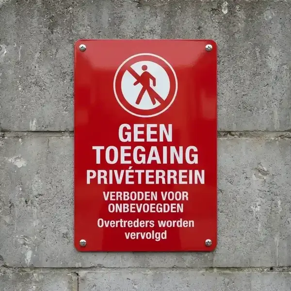 Metaalbord Geen Toegang Privéterrein - Meertalig