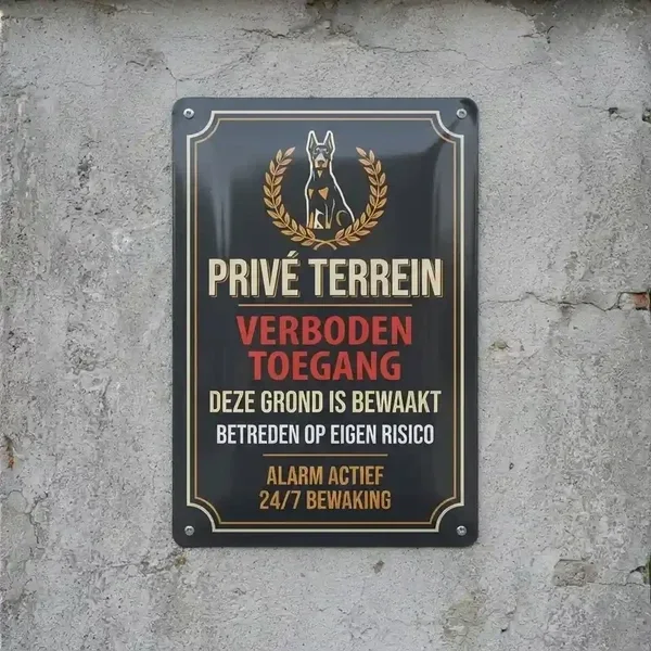 Waarschuwingsbord Privé Terrein Verboden Toegang Meertalig - Vol Metaal