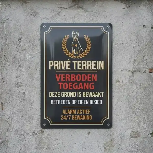 Waarschuwingsbord Privé Terrein Verboden Toegang Meertalig - Vol Metaal
