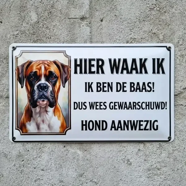 Waakbord Boxer - Metalen Waarschuwingsbord
