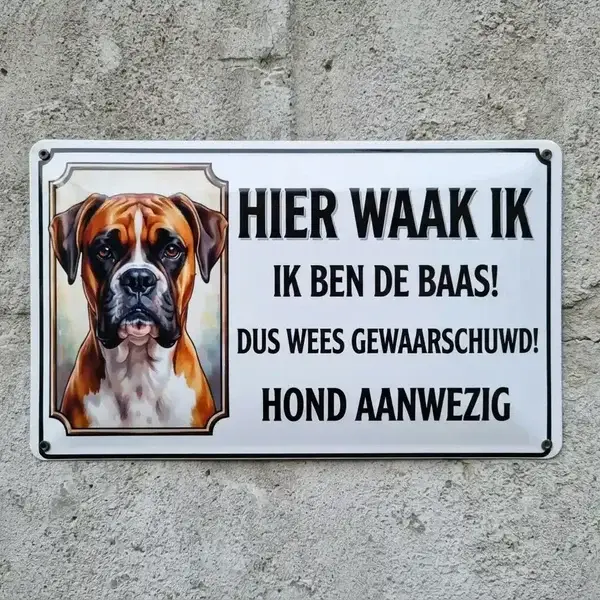 Waakbord Boxer - Metalen Waarschuwingsbord