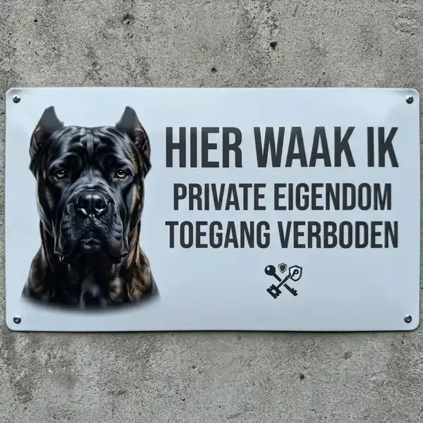 Metal Waakbord Cane Corso - Hier Waak Ik