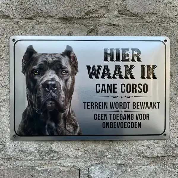 Waakbord Cane Corso - Vol Metaal