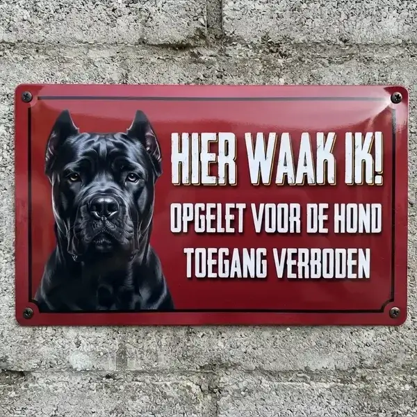 Cane Corso Waakbord Metaal – Hier Waak Ik