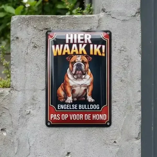Waakbord Engelse Bulldog - Vol Metaal