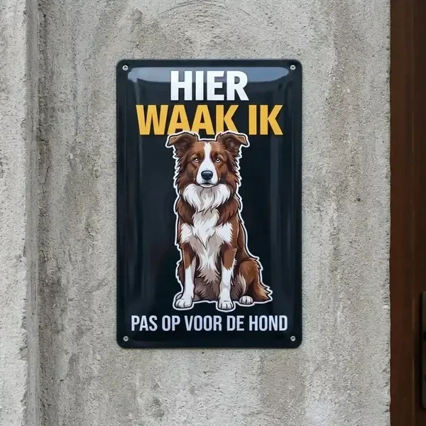Metalen Waakbord Border Collie