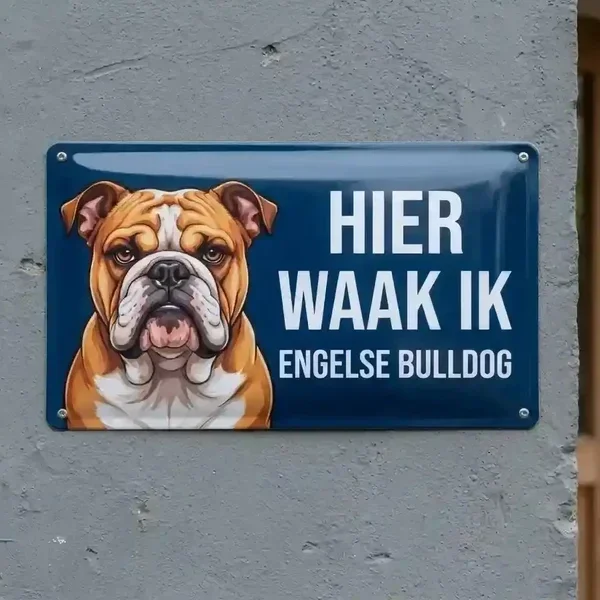 Metalen Waakbord Engelse Bulldog - Meertalig