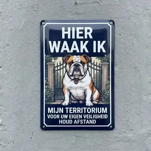 Waakbord Engelse Bulldog - Metaal