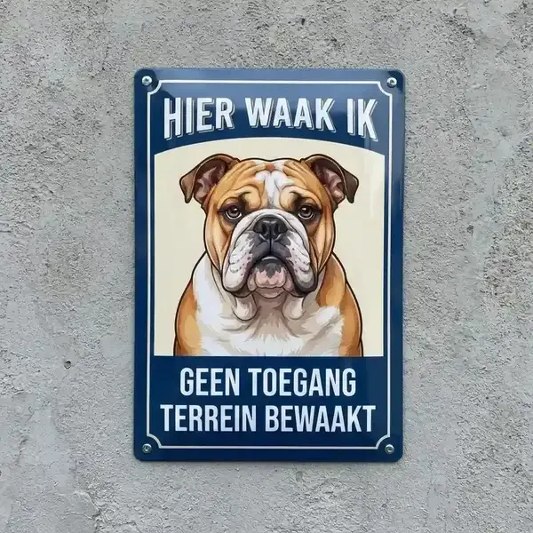 Waakbord Engelse Bulldog - Metaal