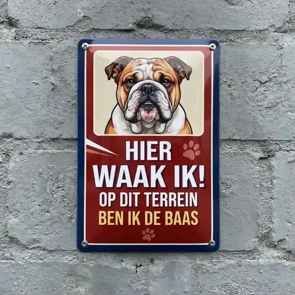 Waakbord Engelse Bulldog - Metaal