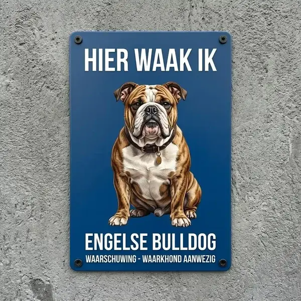 Waakbord Engelse Bulldog - Vol Metaal
