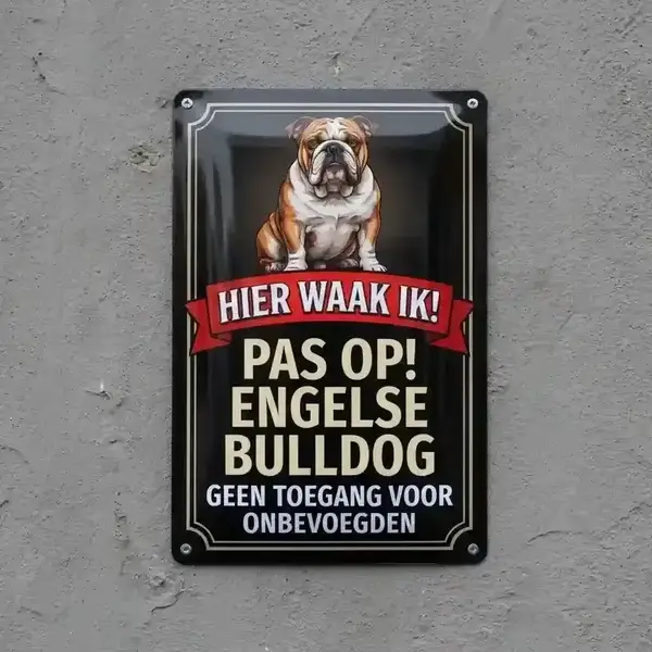 Waakbord Engelse Bulldog – Vol Metaal
