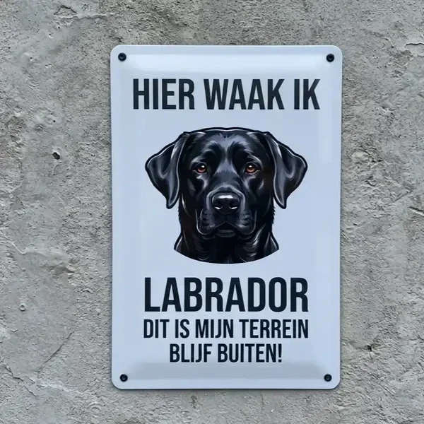 Metalen Waakbord Labrador - Hier Waak Ik