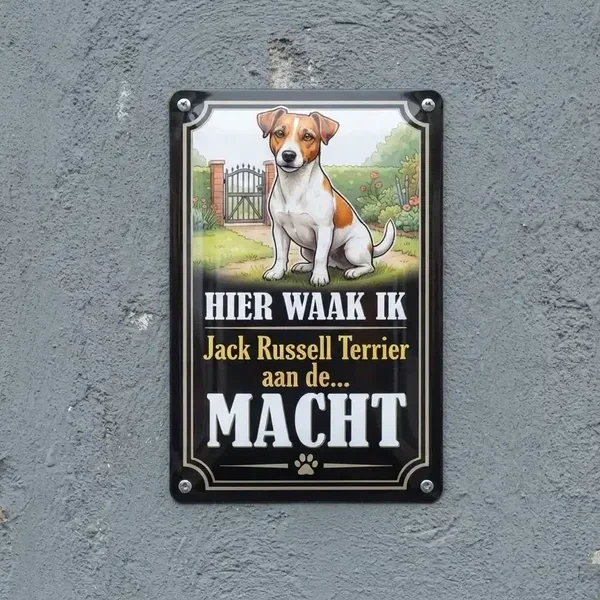 Metalen Waakbord Jack Russell Terrier - Hier Waak Ik