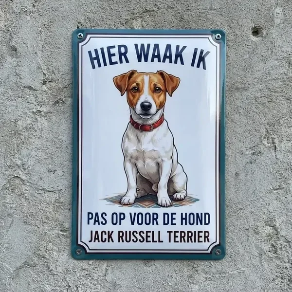 Metalen Waakbord Jack Russell Terrier - Hier Waak Ik