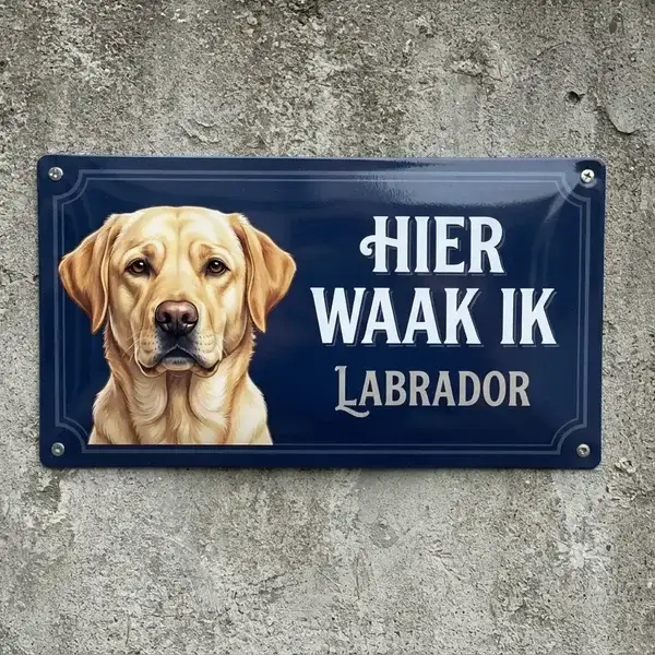 Metalen Waakbord Labrador – Hier Waak Ik