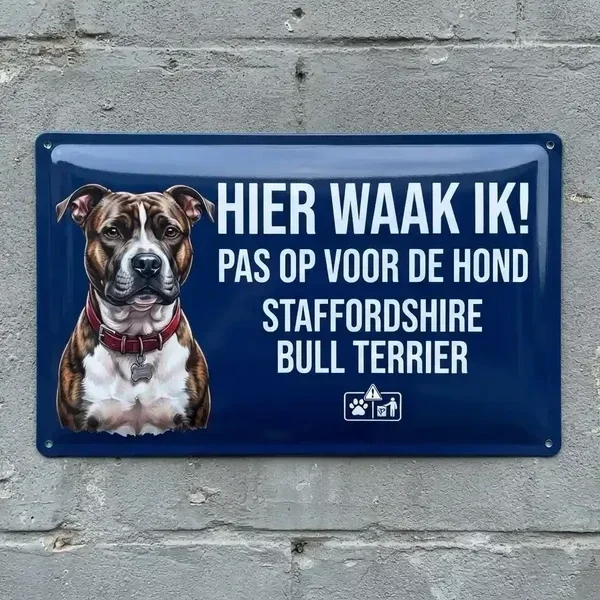 Waakbord Staffordshire Bull Terrier - Metaal