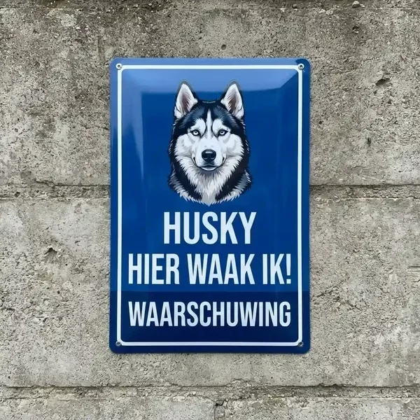 Metalen Waakbord Husky - Hier Waak