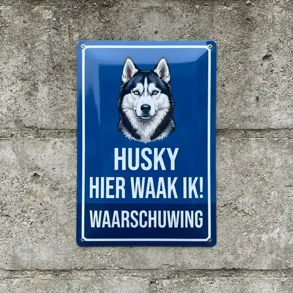 Metalen Waakbord Husky - Hier Waak