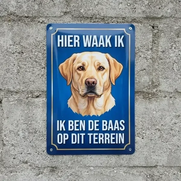 Waakbord Labrador Metaal | Hier Waak Ik | Waakborden.be