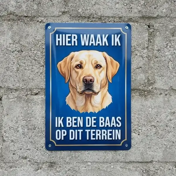 Waakbord Labrador Metaal | Hier Waak Ik | Waakborden.be