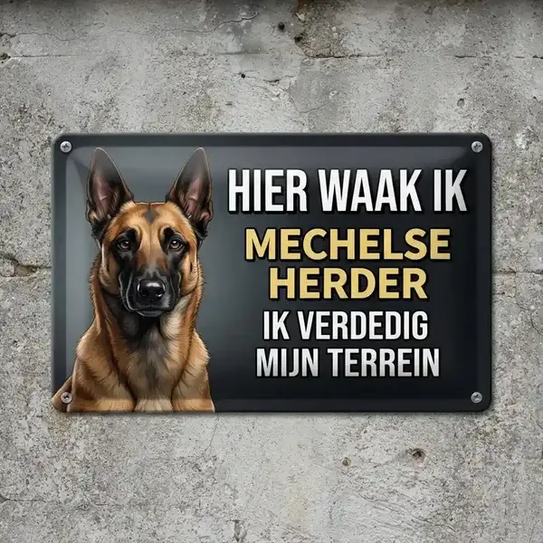 Metalen Waakbord Mechelse Herder | Waakborden.be