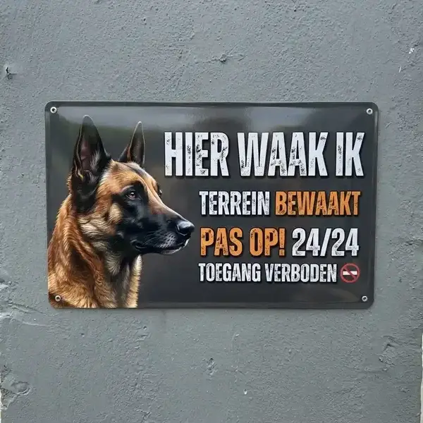 Waakbord Mechelse Herder - Vol Metaal