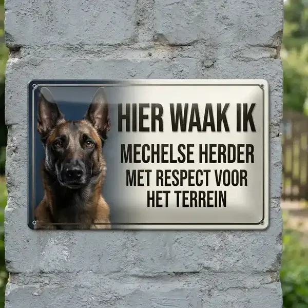 Waakbord Mechelse Herder - Hier Waak Ik