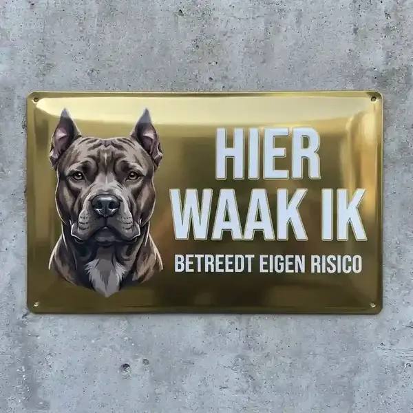 Full-Metaal Pitbull Waakbord (Verkrijgbaar in 3 talen & 3 maten