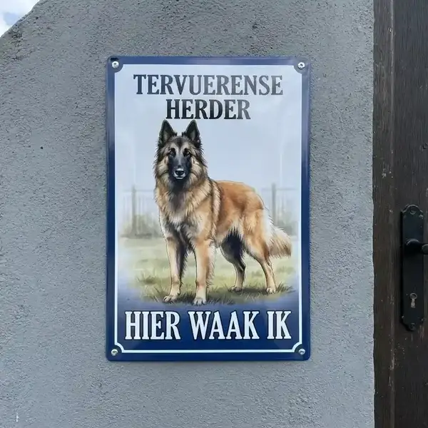 Metalen Waakbord Tervuerense Herder - Hier Waak Ik