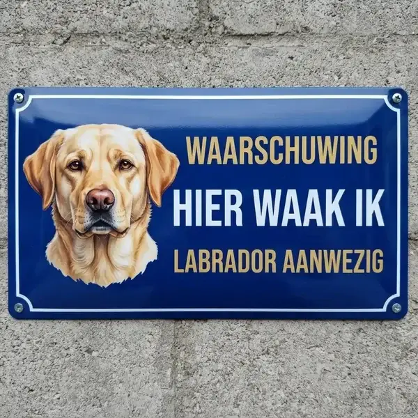 Metalen Waakbord Labrador - Hier Waak Ik